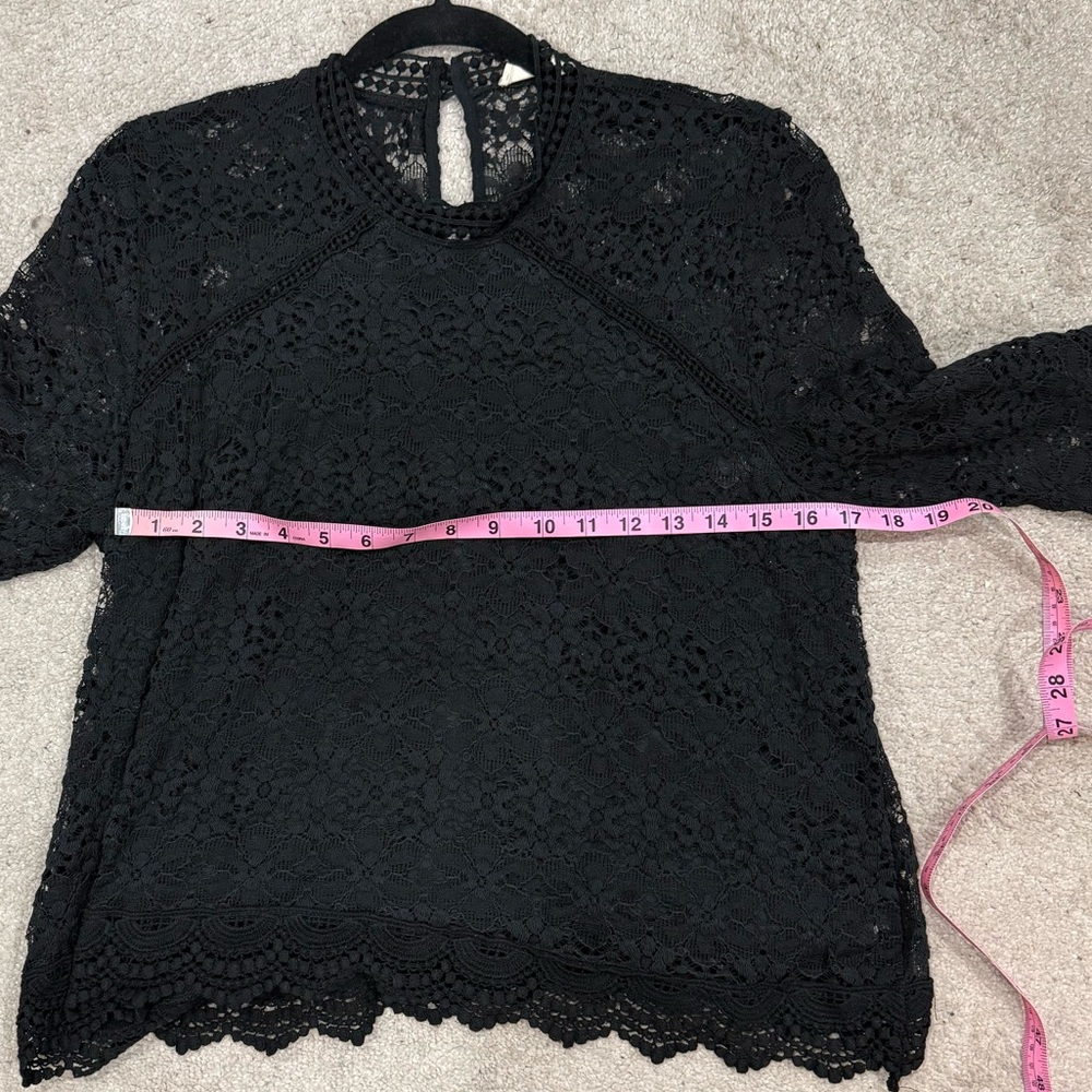Black Long Sleeve Eyelet Blouse - Picture 7 of 7